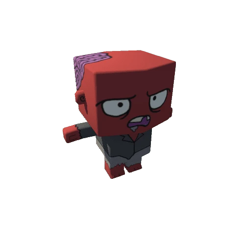 Cute Low Poly Zombie Red